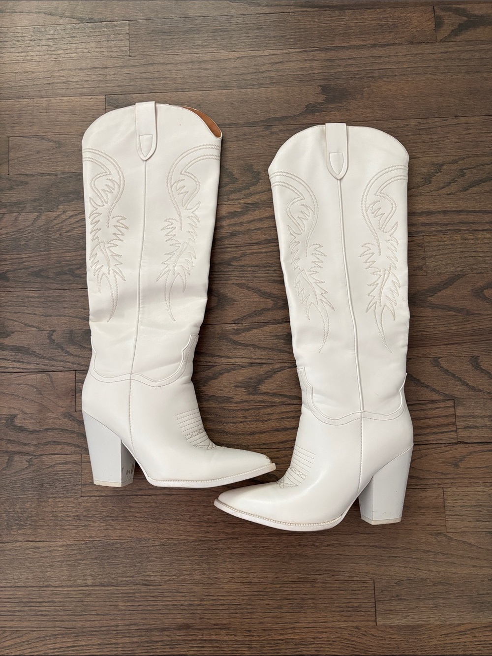 Chic White Western Knee-High Boots